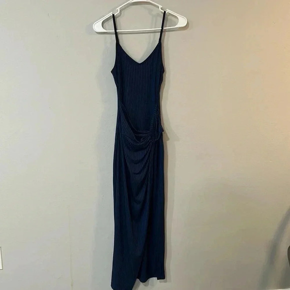 NWT SHEIN Vacay Bodycon Navy Blue Maxi Midi Slit Dress Women’s Size Small - Picture 1 of 5